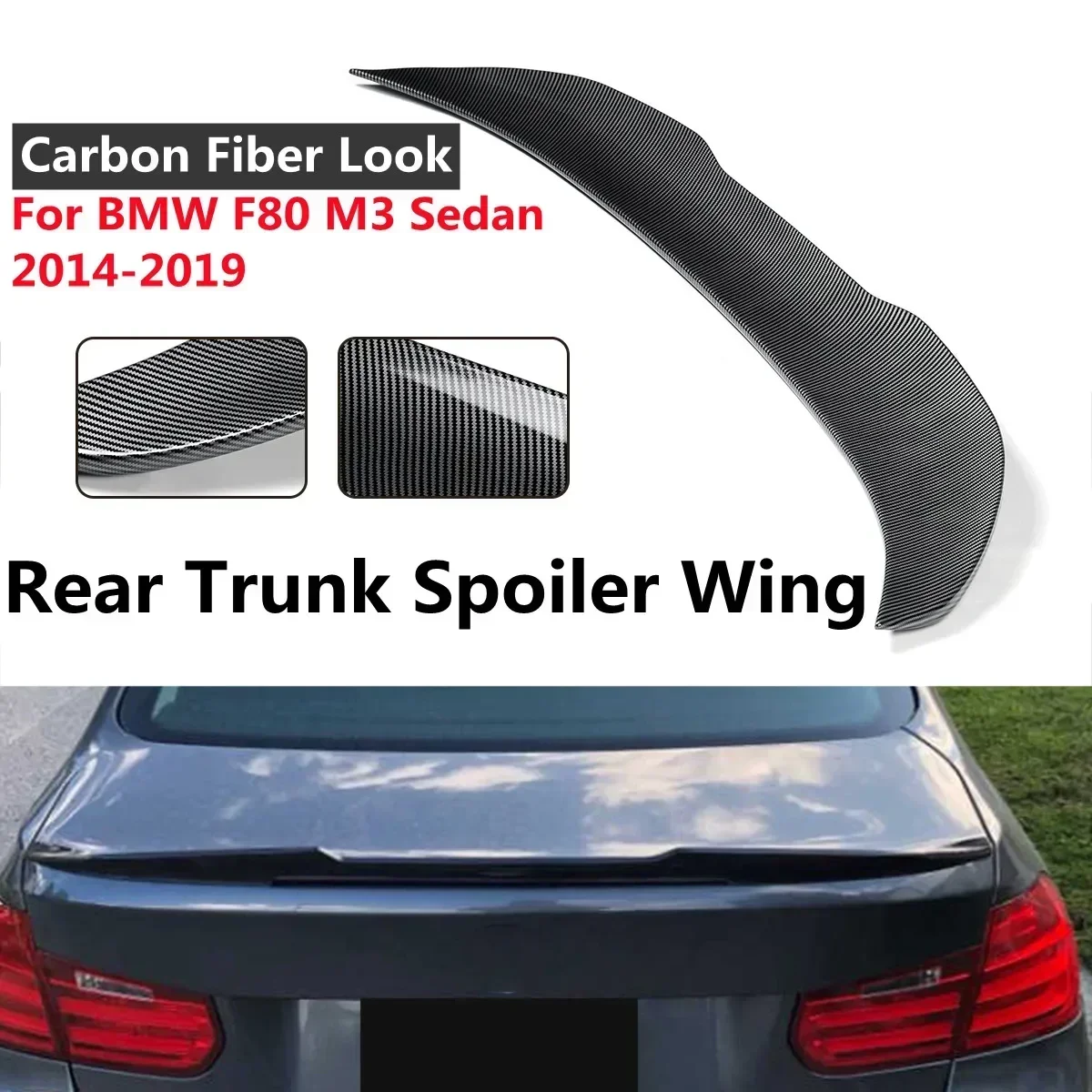 

F30 F80 M3 Car Rear Spoiler Wing Lip Extension For BMW F30 2012-2018 F80 M3 2014-2019 4Dr Sedan Rear Trunk Wing Lip Body Kit