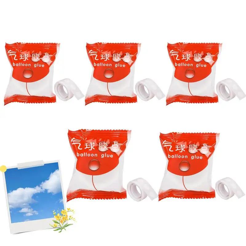 Balon lengket Dot tinggalkan tanpa jejak 5 gulungan lem Dot titik lengket portabel untuk dekorasi ruang pernikahan pesta ulang tahun