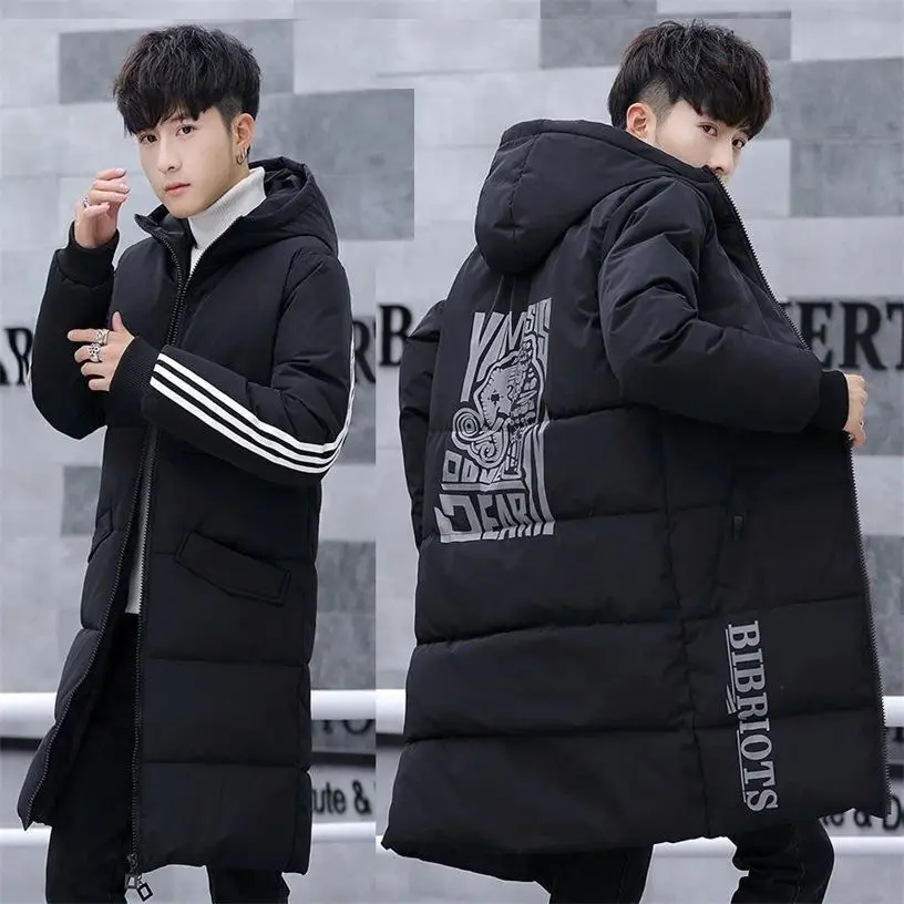 

Winter men's cotton jacket, medium length, thickened cotton jacket, Korean version trend, oversized cotton jacket for teenagers