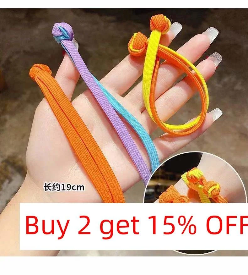 Hot Sale High Elastic Rubber Band For Girls Candy Color Printing Hair Ties Cute Chinese Knot Long Headrope Horsetail Hair Band