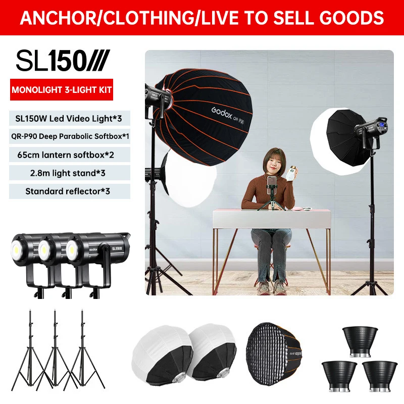 GODOX SL150W Studio Photography Frequently Illuminated Professional Photography Studio Lighting Kit