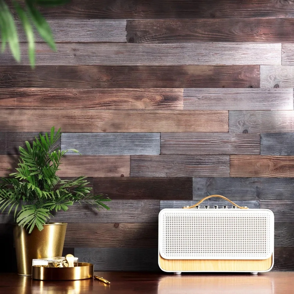 Paneles de pared de madera Up Paneling, tablones sólidos reales DIY de fácil aplicación, paneles rústicos de granero recuperados para paredes decorativas, ceja