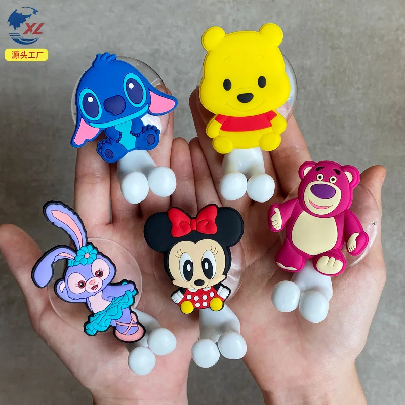 Disney Kawaii Mickey Mouse Minnie Lovely Lotso Alien Stitch Electric Toothbrush Holder Suction Cup Trendy Bathroom Decor Doll