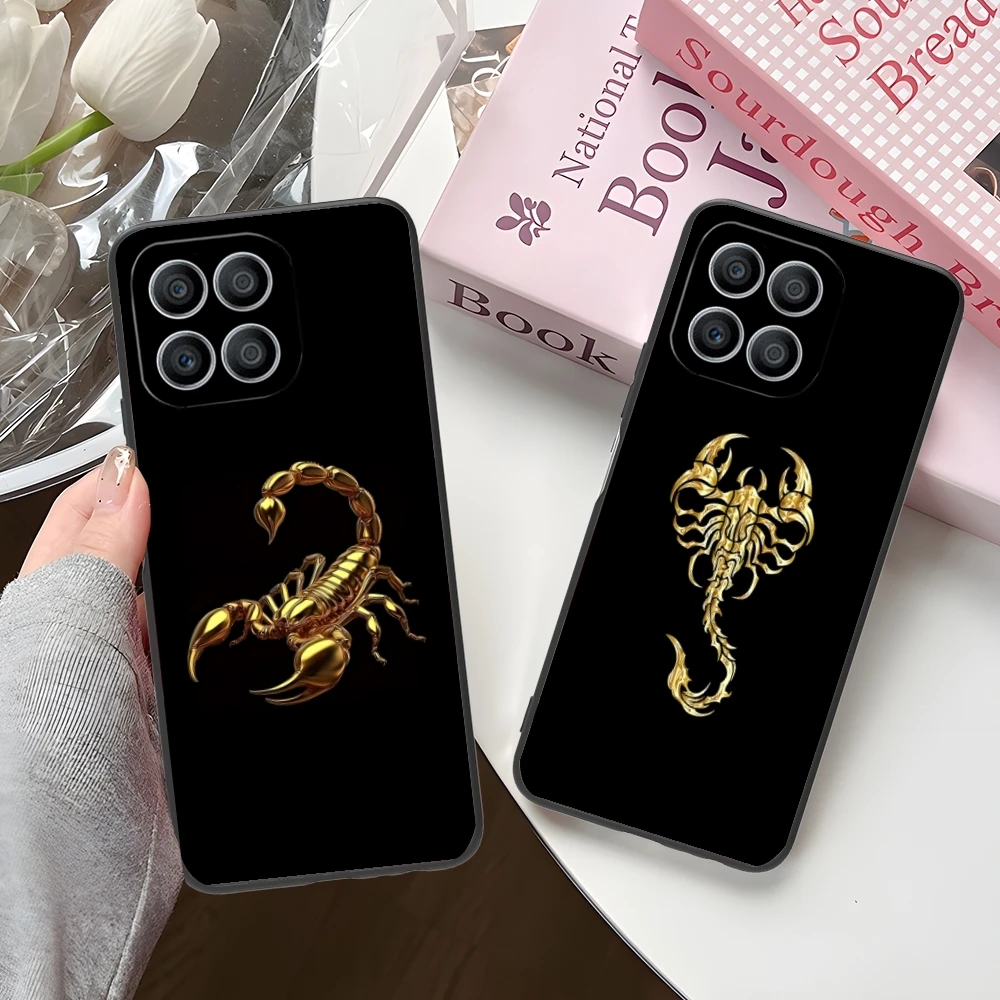 Colored Golden Scorpio Mobile Cell Phone Case for Huawei Honor 90 80 70 60 50 30 20 10 9 8 7 Pro S SE Lite 5G Black Cover Shell