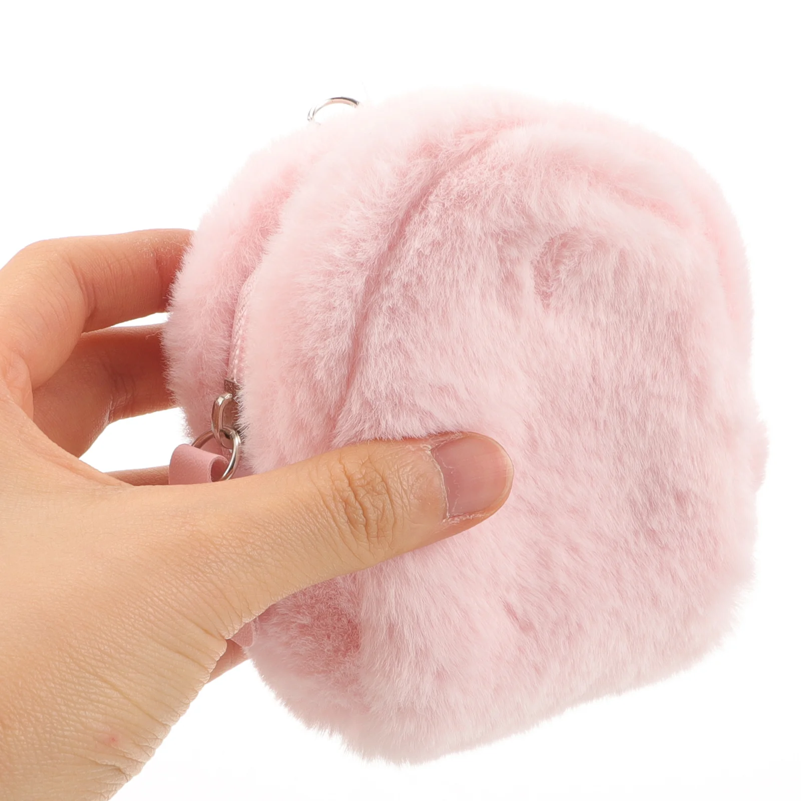 Plush Key Bag Keychain Purse for Little Girl Pouch Good Looking Pink Small Cute