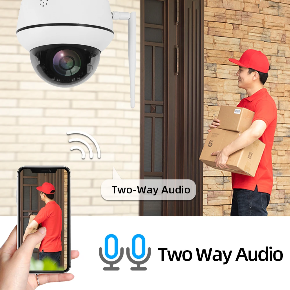 Outdoor IP Camera 5MP PTZ 10X Zoom Humanoid Tracking Wifi Dome Camera 2 Way Audio CCTV Security Protection Network Cam P2P