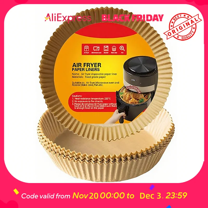 50/100Pcs Air Fryer Disposable Paper Non-Stick Airfryer Baking Papers Round Air-Fryer Paper Liners Paper Kitchen Accessories