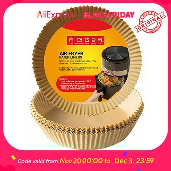 50/100Pcs Air Fryer Disposable Paper Non-Stick Airfryer Baking Papers Round Air-Fryer Paper Liners Paper Kitchen Accessories