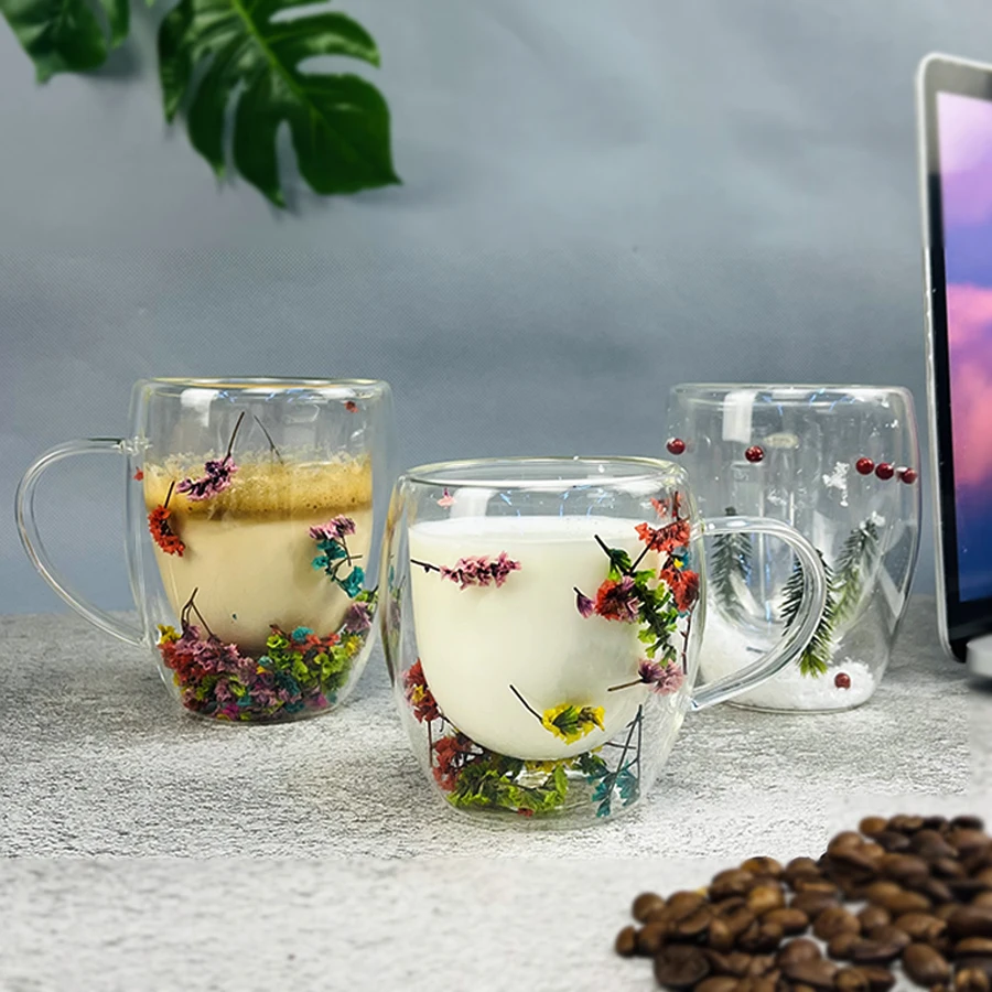 1/2/4PCS Doppel Wand Klar Glas Kaffee Tassen Doppel Isolierte Glas Tasse Für Heiße Kalte Getränke cappuccino Espresso Tasse – Detail 8