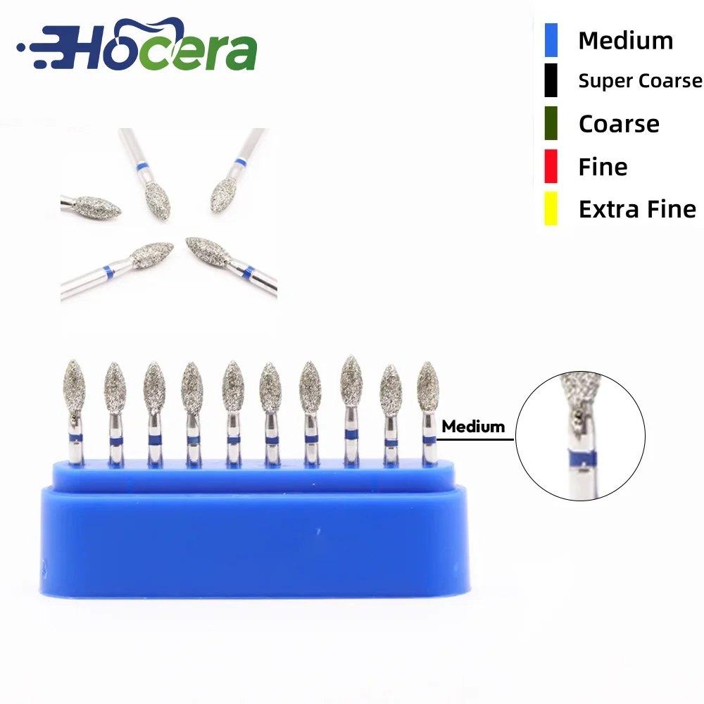 

Hocera 10 шт. стоматологические алмазные боры серии FO синее кольцо среднего размера | Стоматологические инструменты в форме пламени и бутона для шлифовки и полировки