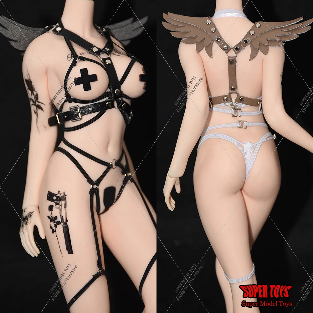 

1/6 Adjustable Women Harness Belt PU Leather Lingerie Harness Corset Bondage Lingerie Clothing with Wings for 12'' Action Figure