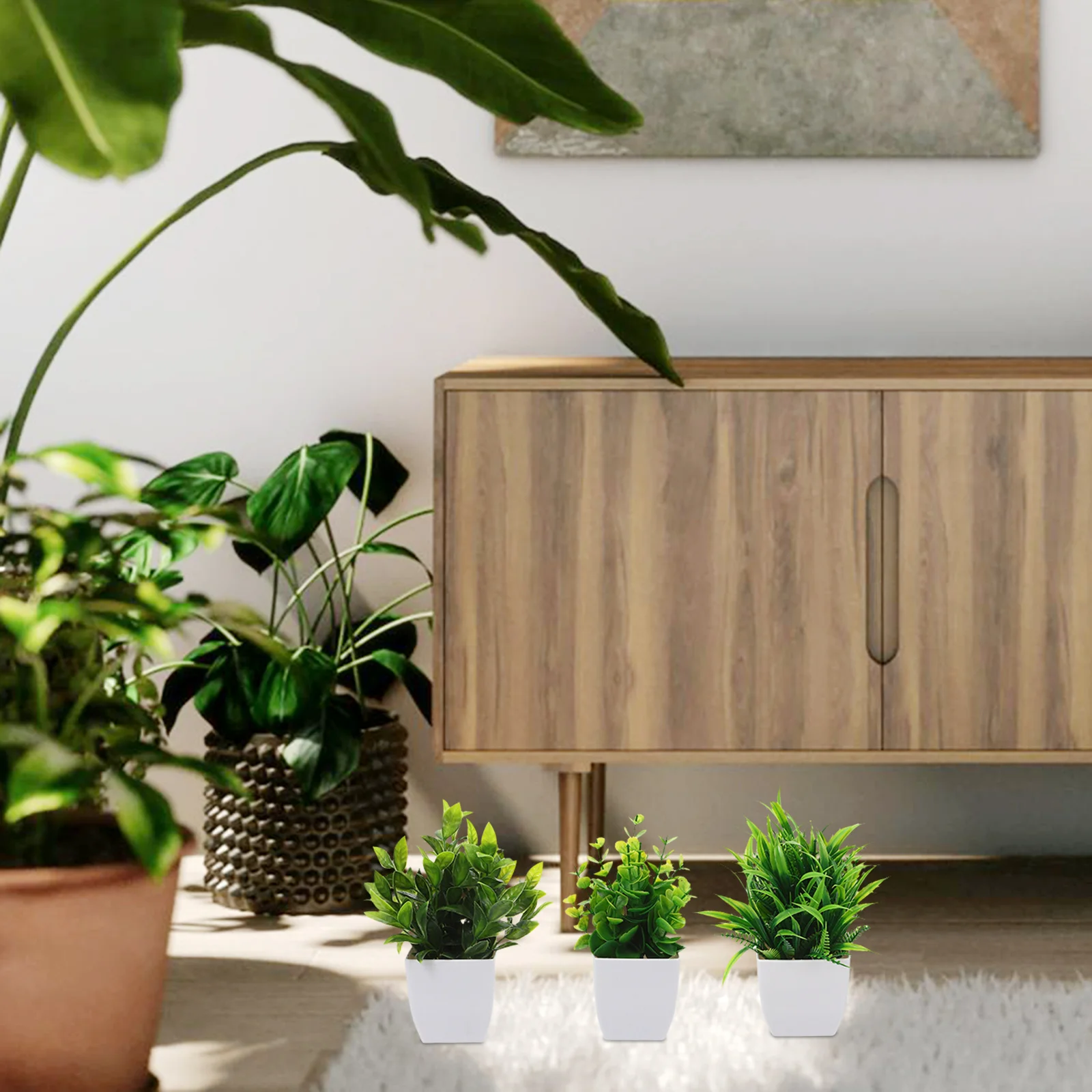 

3Pcs Small Fake Plants Mini Artificial Potted Plants for Desk Home Office Decor Realistic Faux Greenery Tabletop Accessories