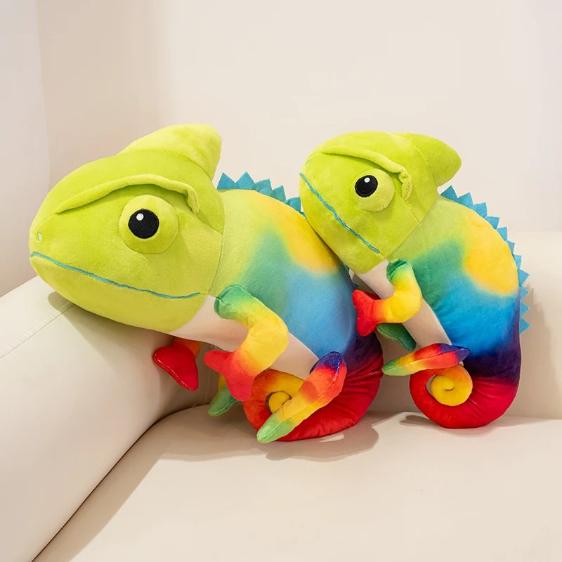 40/48cm Cartoon Real Like Lizard And Chameleon Plush Toys Colorful Curly Tail Creative Simulation Animal Dolls Gifts for Friends