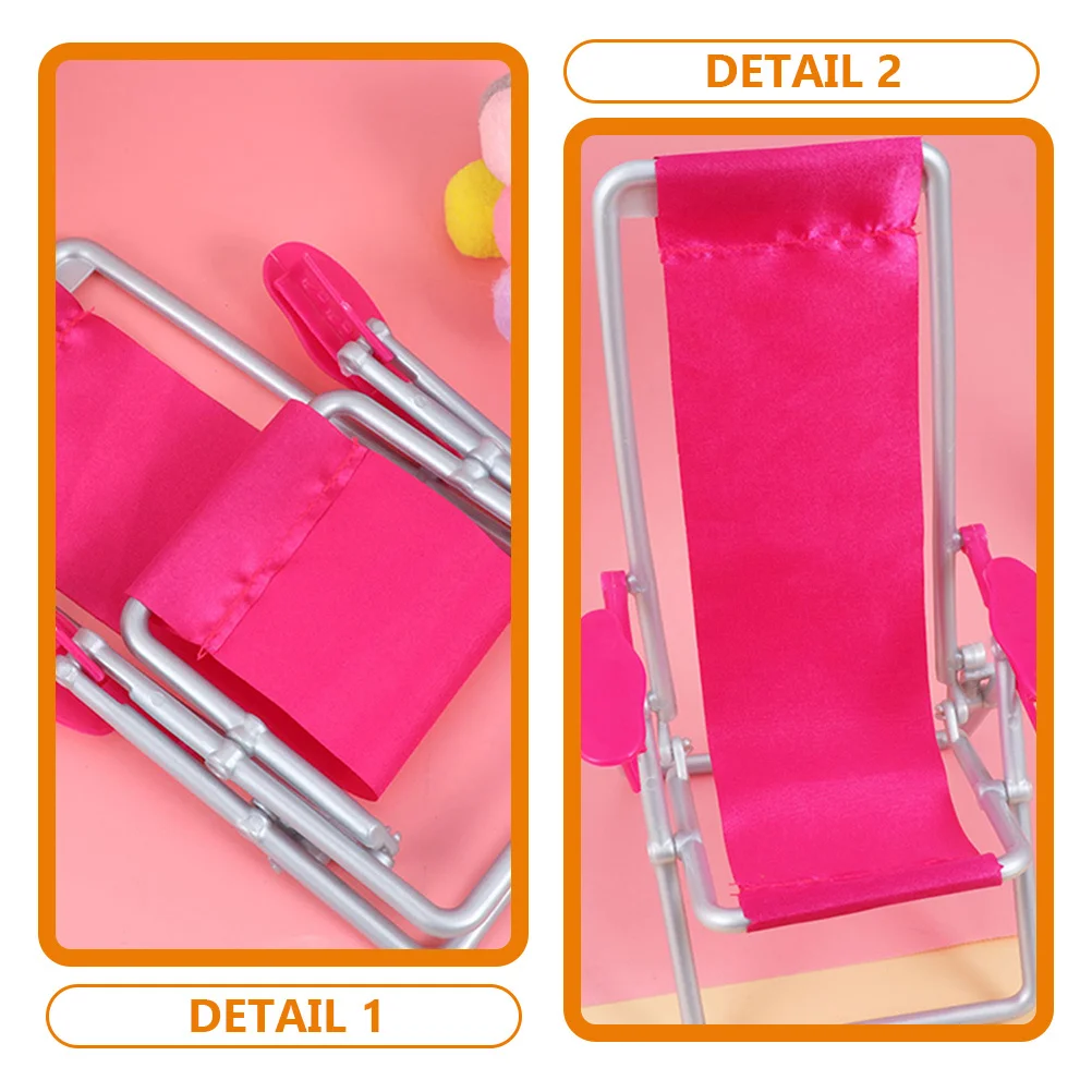 Mini silla de playa plegable en miniatura para casa de muñecas, microadorno de paisaje, accesorios para muebles, 3 uds.