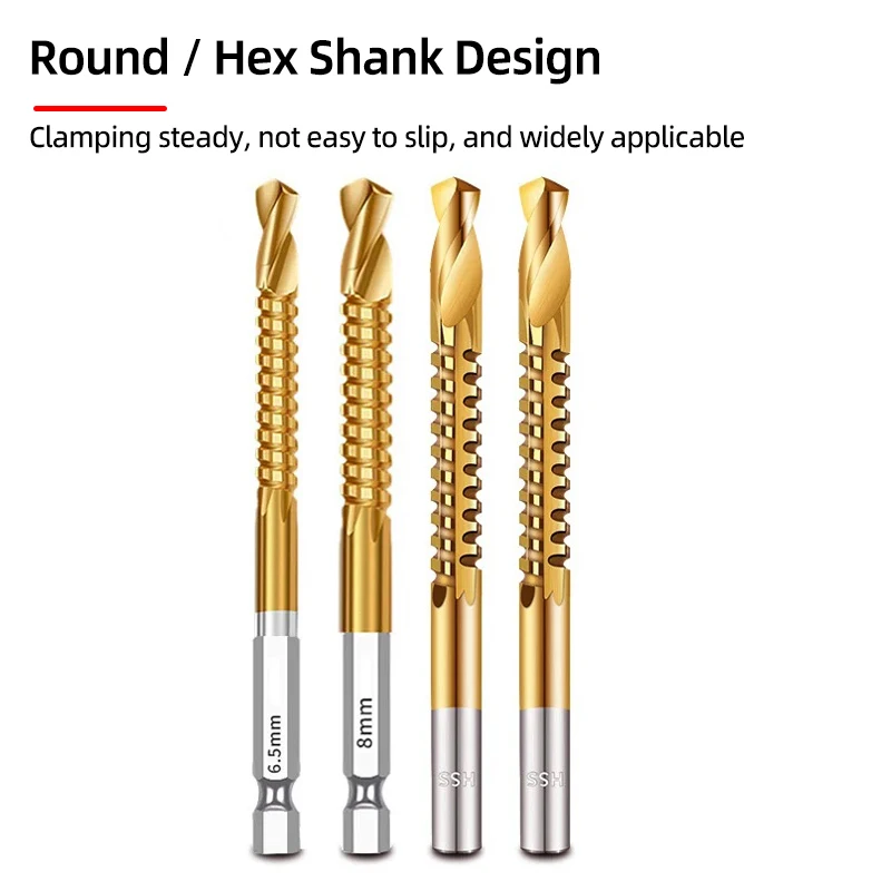 HSS Titanium Serrated Drill Bit Set 3/4/5/6/6.5/8mm Grooving Cutting Hole Saw Twist Drill Bits Round/Hex Shank Wood Metal Tools view 6