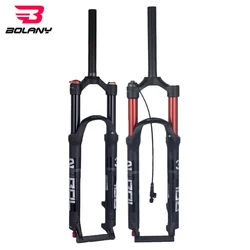 BOLANY MTB Bike Fork Dual Air damping Bicycle Front Suspension Straight Tube 26 27.5 29 inch Magnesium Alloy Quick Release 100mm