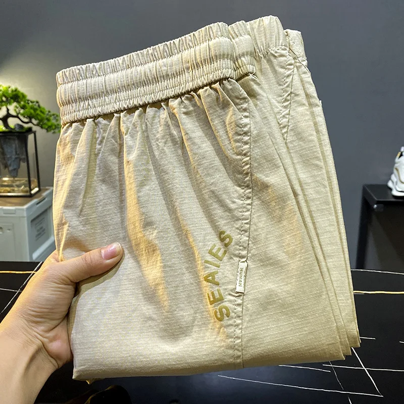 

Summer Ultra-Thin Soft Cropped Casual Pants Men's 2024 New Drawstring Drawstring Fashion Brand Loose Harem Sports Pants