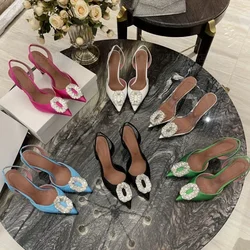 Baotou Sandals Women's Rhinestone Single Shoes Pointed Toe Stiletto High-heeled Single Shoes Women's Crystal Transparent Shoes