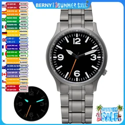 BERNY Full Titanium Watches for Men Super Luminous Sapphire Sports Field Quartz Men's Watch VH31 Wristwatch 5ATM Easy Read