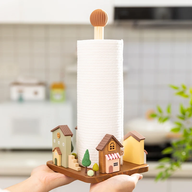 Nordic fairy tale vertical tissue holder,kitchen tissue holder,cylinder paper holder,oil absorbing paper storage rack,home decor