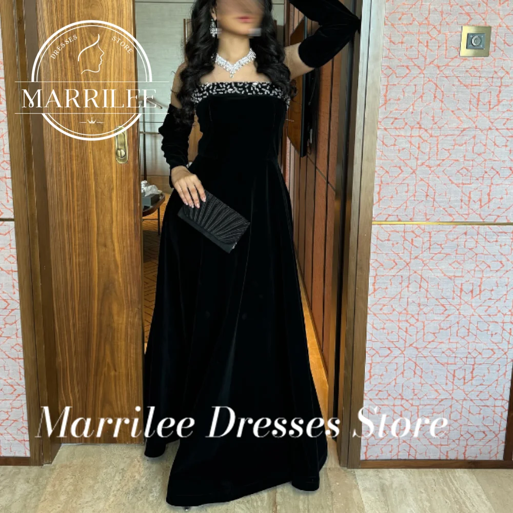 Marrilee-vestidos de mujer personalizados con cuello barco, Espalda descubierta, manga desmontable de cristal, corte en A, plisados, para ocasiones especiales, alta calidad