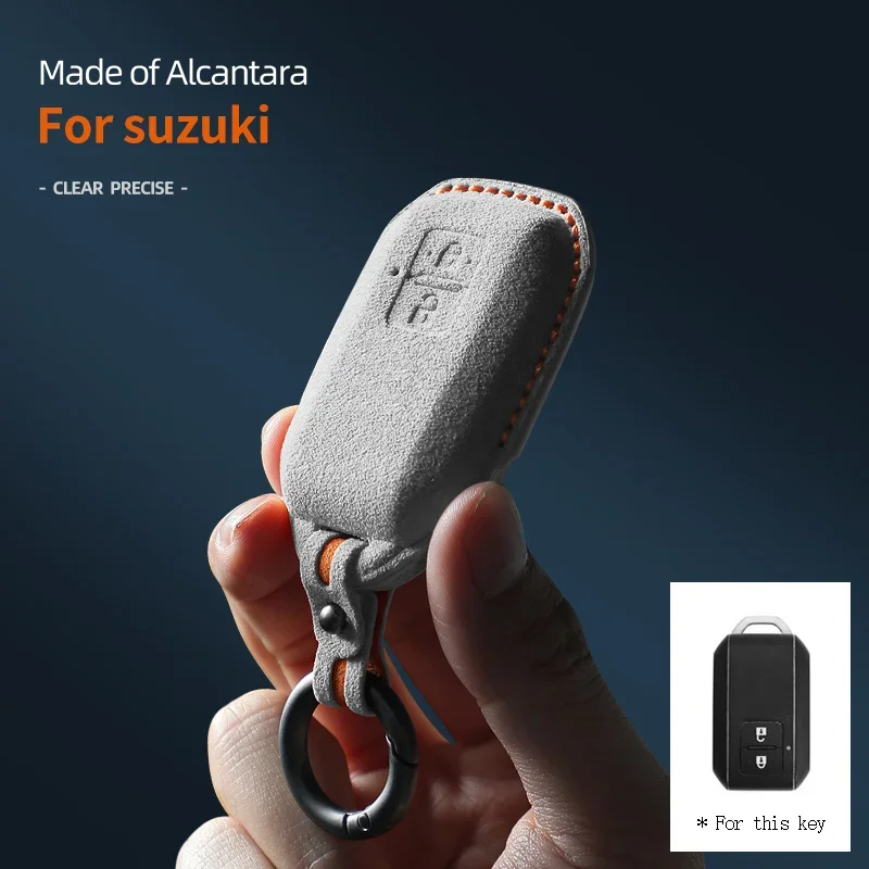 

For Suzuki Wagon R Ignis Swift Sport ERTIGA XL7 Accurate 2Buttons Car Key Case Alcantara Keychain Shell Protector Accessories