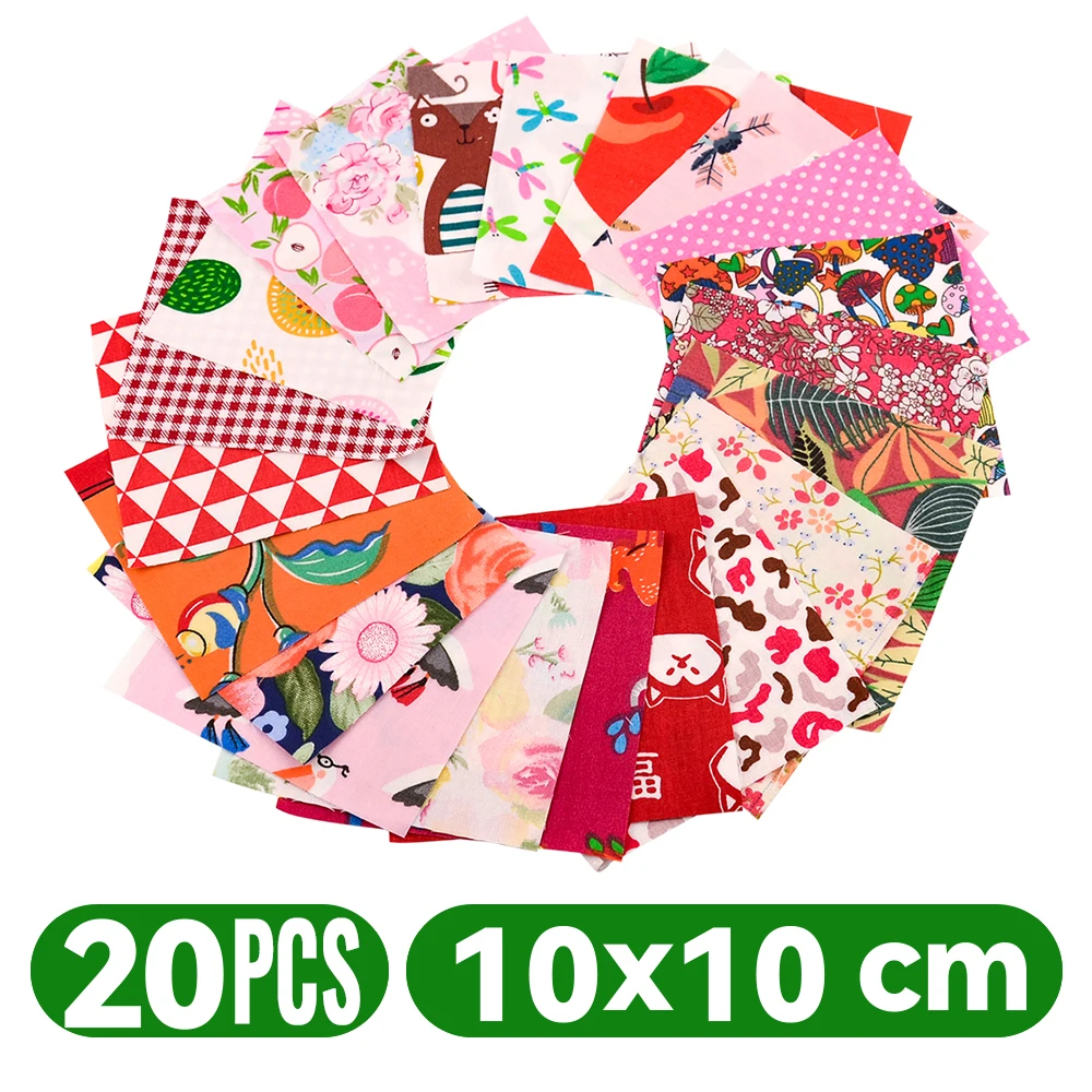 Teramila 100% tessuto di cotone sottile Patchwork per trapunte, colore casuale, panno di Design senza ripetizione per cucire 19-50 pz/borsa 10*10 CM