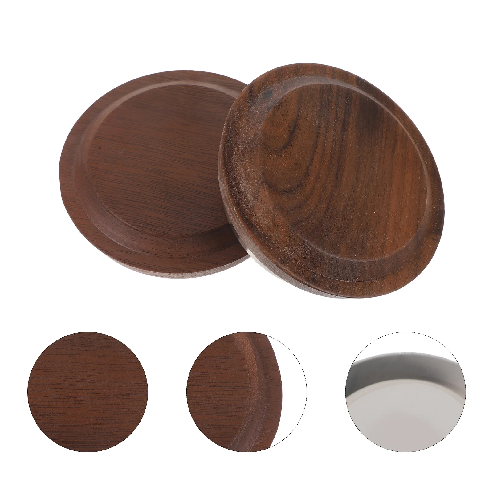 

2pcs Walnut Wooden Lid 3.38In Natural Grain For Glass Teapot Coffee Mug Jar Airtight Reusable Drink Cover Replacement Teaware