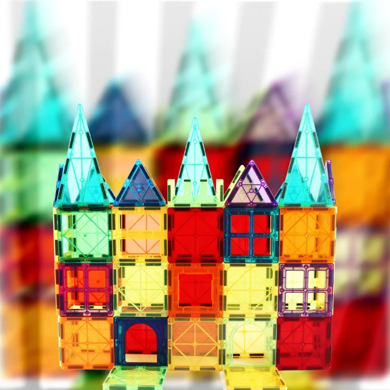 Magnetic Tiles 120PCS Magnetic Blocks Clear Building Blocks Set STEM Sensory Educational Toys Gift for Toddlers Kids Boys