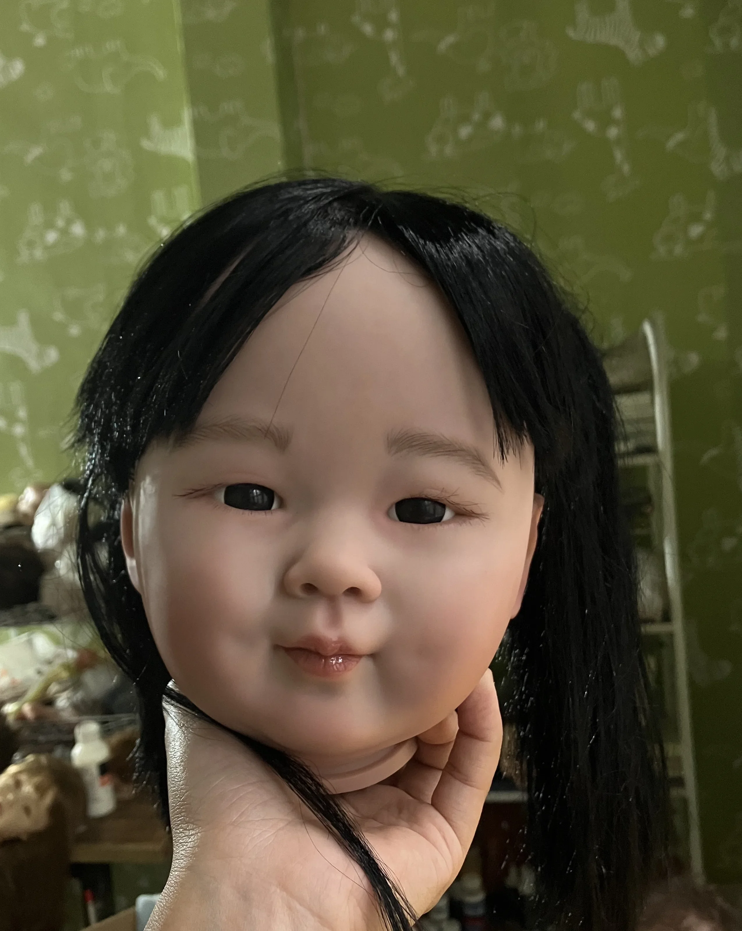 Customized Limited Supply 28inch Reborn Baby ChunMei With Hand-Rooted Black Hair Painted Kit Asian Girl With Cloth Body