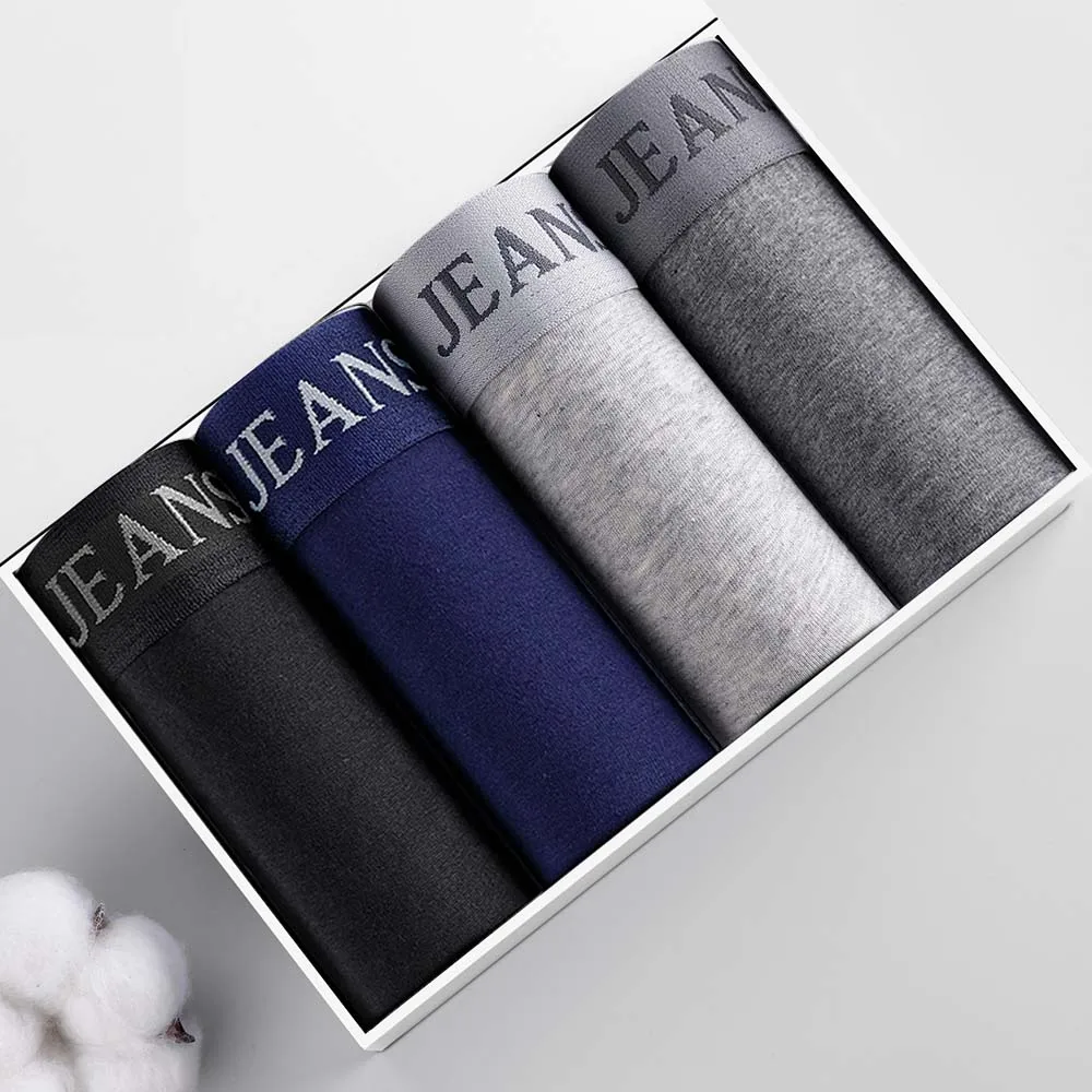 

4/Pcs Boxers Man Cotton For Men's Panties Sexy U Pouch Design Man Underpants Solid Color Plus Size Boxers Short
