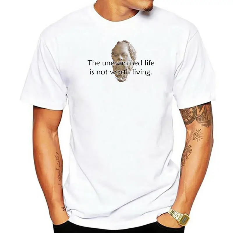 Socrates Quote - The Unexamined Life Is Not Worth Living - Thinkershirts&trade ; Men's Short Sleeve T-shirt Black Style