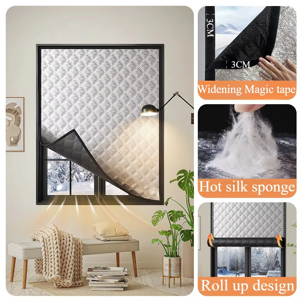 Windproof and Warm Curtains, Winter Windproof,bedroom,insulation Film,cold Proof Sealed Window Film，screen Window，Light Blocking