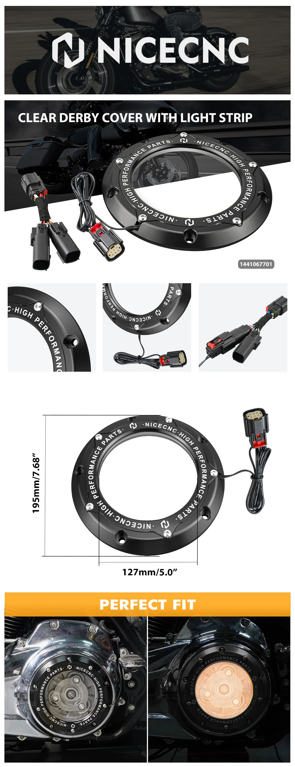 Klare Derby-Abdeckung für Harley Touring Road King FLHR 2017–2024, Electra Glide Standard FLHT 2019–2022, Street Glide FLHX 2016–2023 – Detail 6
