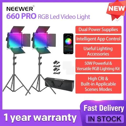 Neewer 660 PRO RGB Led Video Light With APP Control For Gaming, Streaming,YouTube,Webex,Broadcasting,Web Conference,Photography