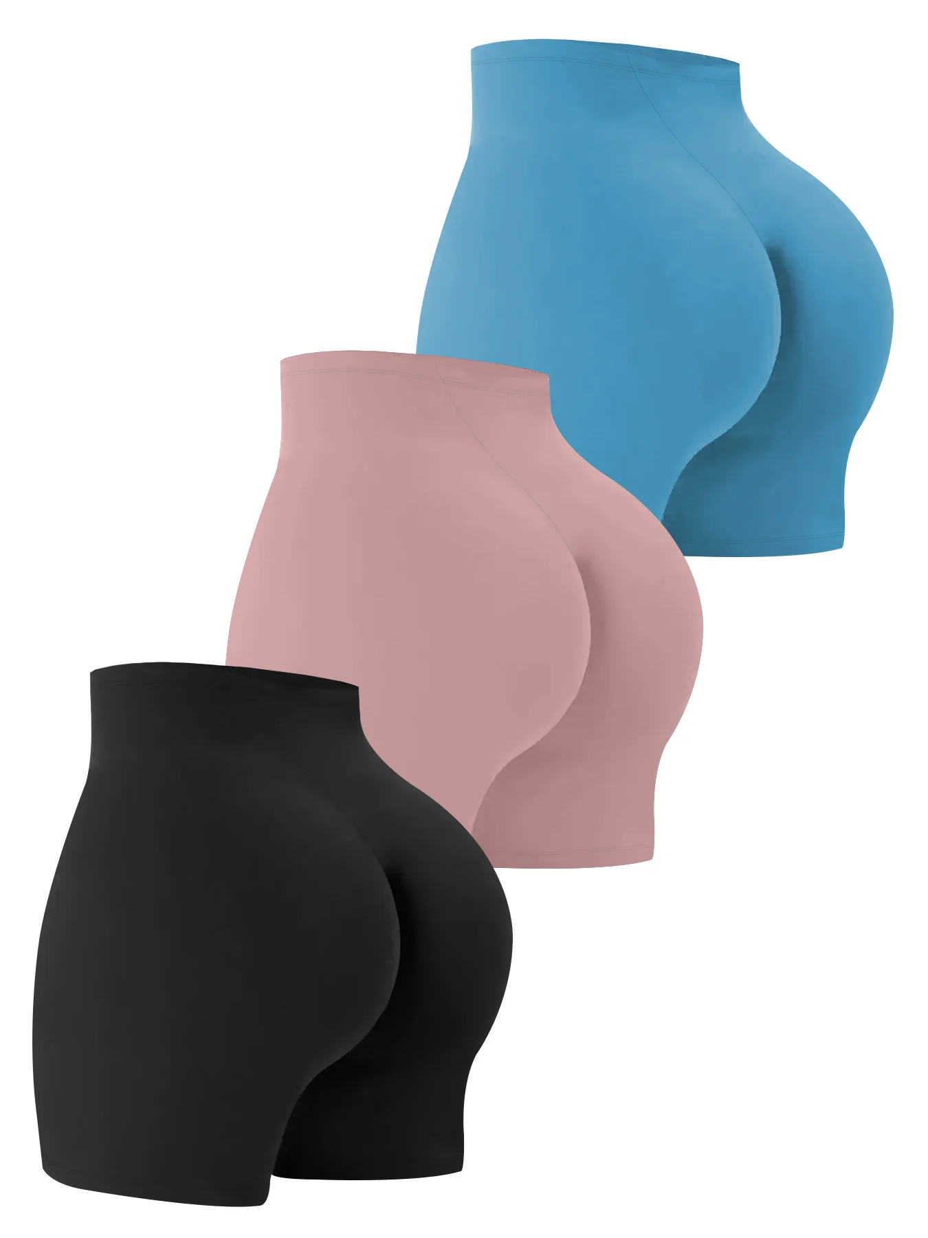 

3 Pack High Elasticity Sports Biker Shorts For Women Super Soft No See Yoga Running Push Up Gym Fitness Women's Activewear