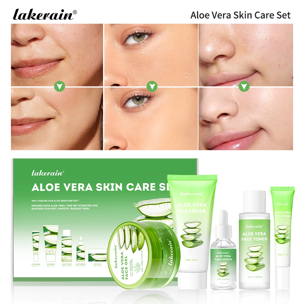 

Набор для ухода за кожей с алоэ вера, глубоко увлажняющий, питательный, уход за кожей лица, отбеливающий, осветляющий, набор для ухода за гладкой кожей, подарок для женщин