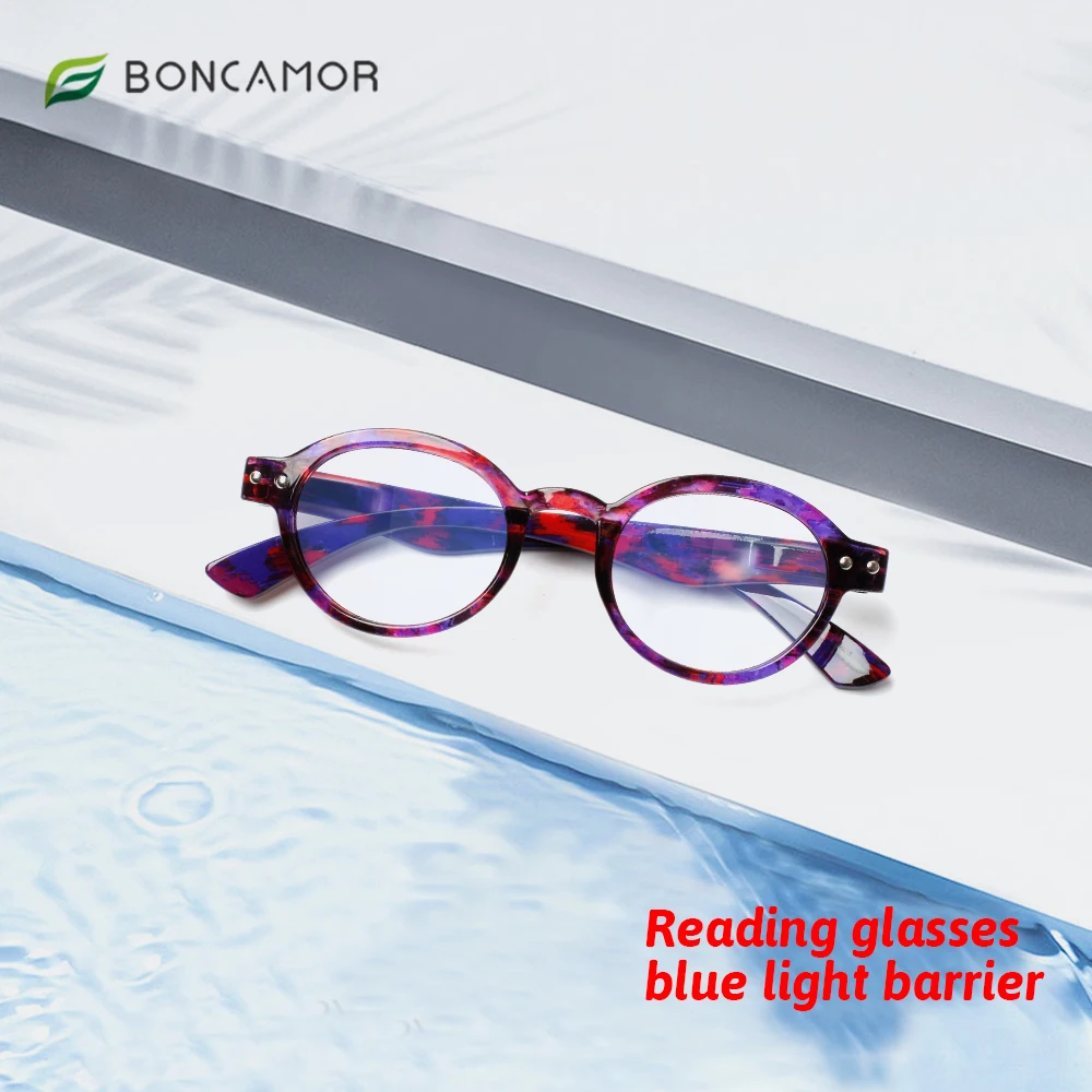 

Boncamor Anti Blue Light Prescription Reading Glasses Spring Hinge Men Women Vision Care Computer Eyelasses Diopter+0~+400