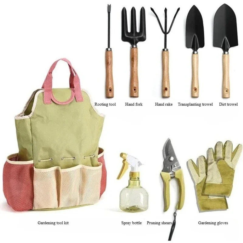 9-Pcs Outdoor Gardening Tool Set, Garden Tool Kit, Pruning Shears, Gift, Gardening Tools-Durable Organizer Handbag, Combination