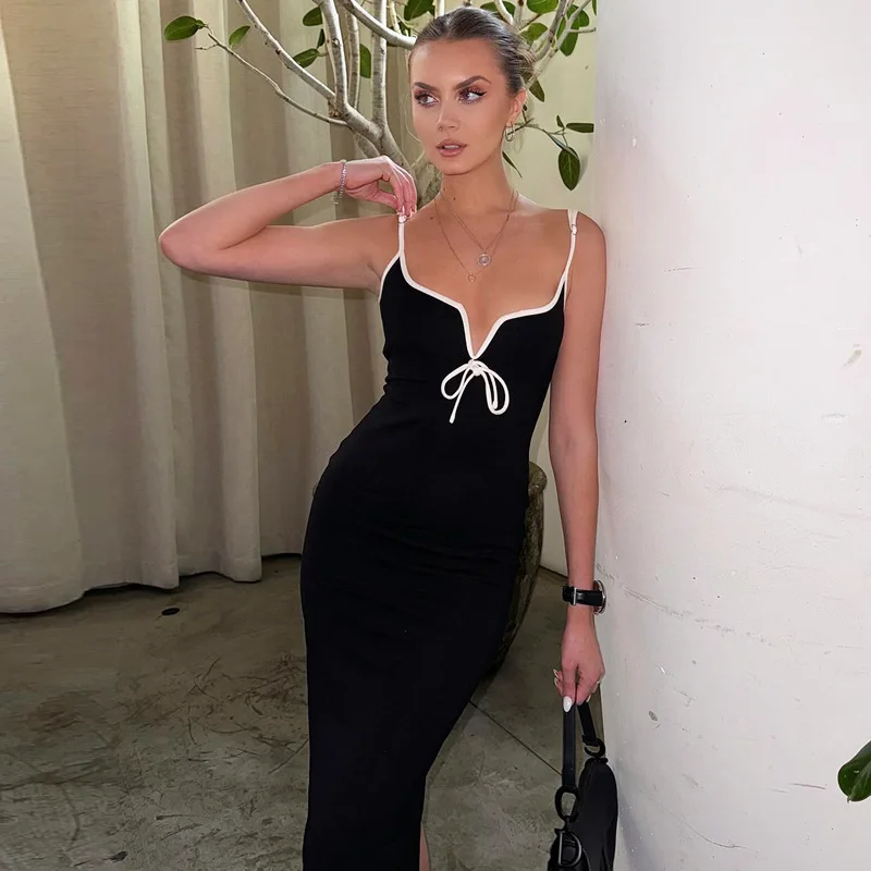 Damen Einfarbiges Schwarzes Bandage Ärmelloses Minikleid 2026 Sommer Spaghetti-Träger A-Linien-Kleider Lässige Geburtstagsparty Club Vestidos