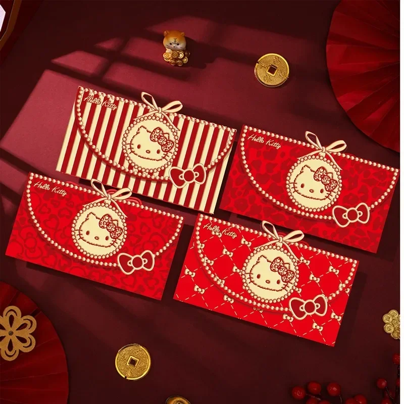 12pcs Sanrio Hello Kitty Red Packet New Year Wedding Halloween Christmas Cash Gift Red Envelope Birthday Party Cute Red Envelope