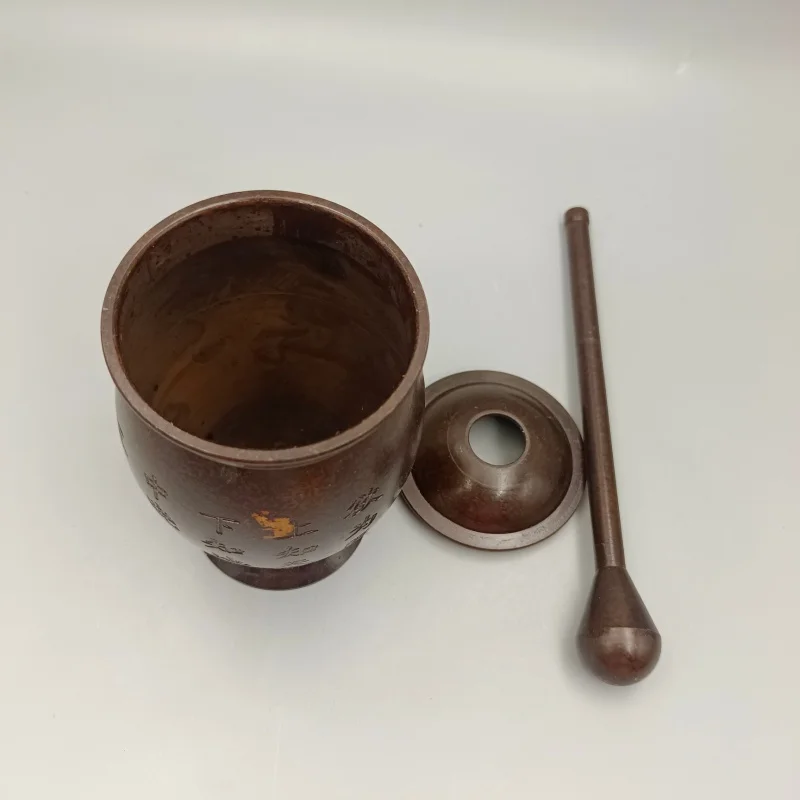 Antique Copper Gallipot Chinese Herbal Medicine Supplies Li Shizhen Figure Gallipot Home Crafts Ornaments