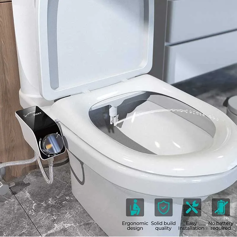 

Smart Bidet Attachment Ultra-Slim Toilet Seat Dual Nozzle Bidet for Toilet Adjustable Water Pressure Unplugged Non-Electric Ass