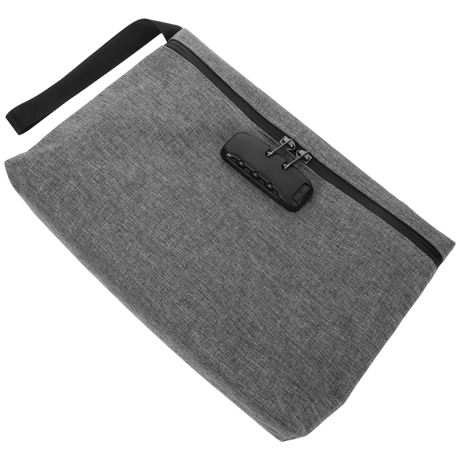 

Combination Lock Storage Bag Grey Portable Waterproof Files Jewelry Cash Phone Events Bank Security Pouch Large Capacity
