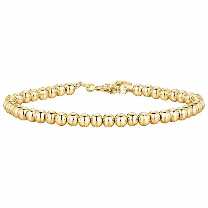 

SLL09 14K Gold Plated Beaded Cuban Cubic Zirconia Simulated Diamond Station Infinity Chain Bracelets for Women