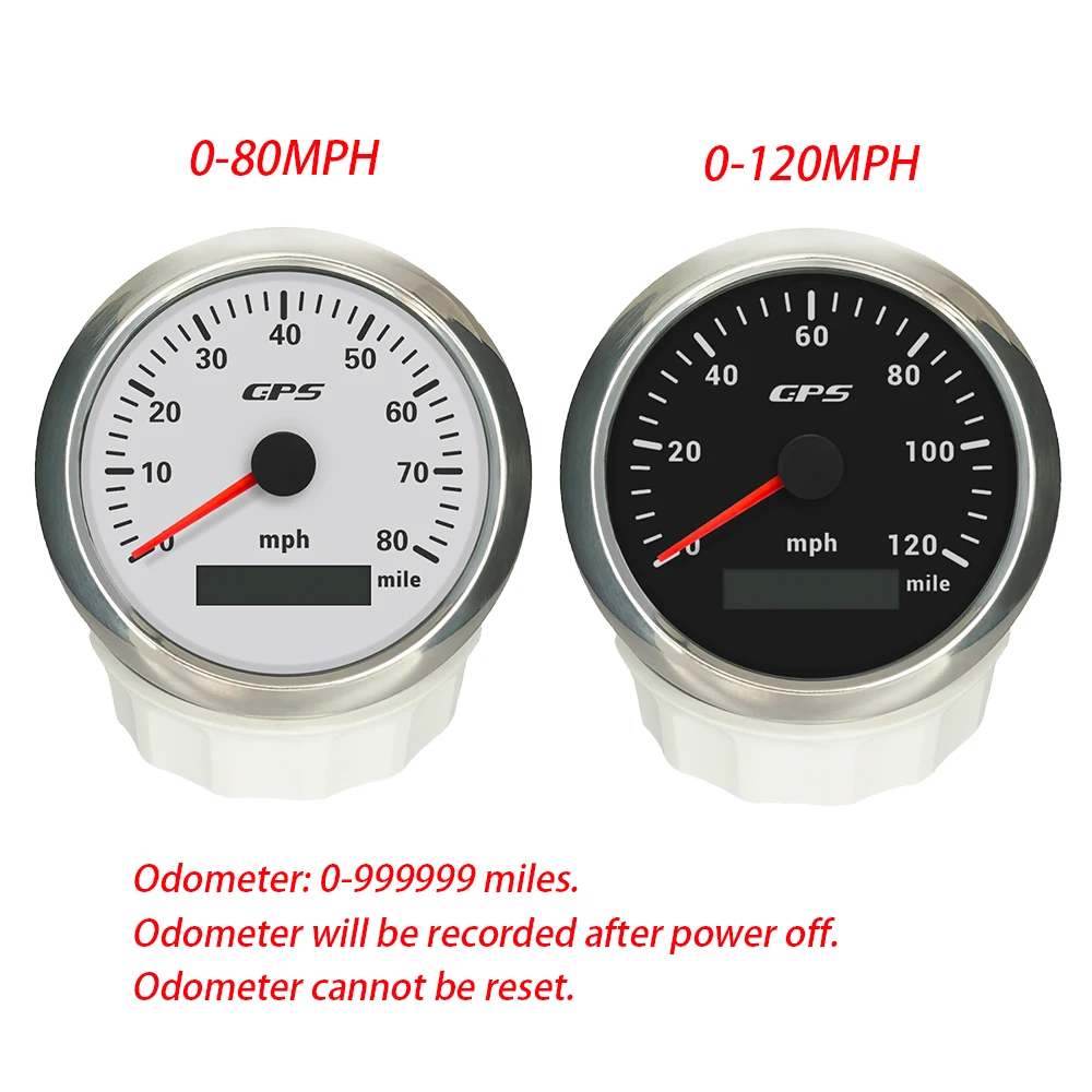 Tachimetro GPS Rhaxel 85mm 0-30KM 60MPH 200KM 200MPH Contachilometri con retroilluminazione a 7 colori per auto SUV Carrello elevatore Barca a vela