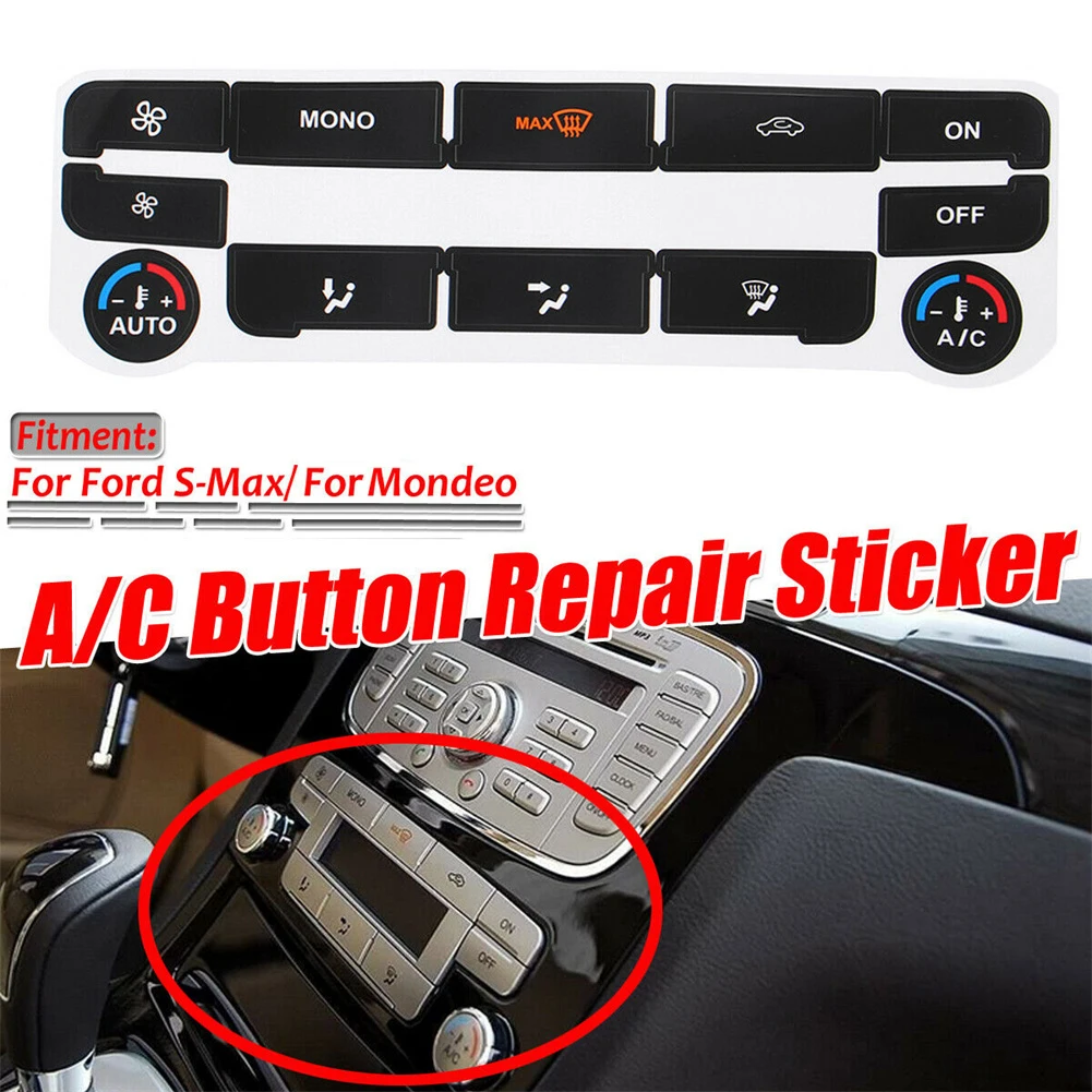 A/C Climate Control Button Repair Decals Stickers Black Air Conditioning Temperature Control Button Repair Decal For Ford S-Max