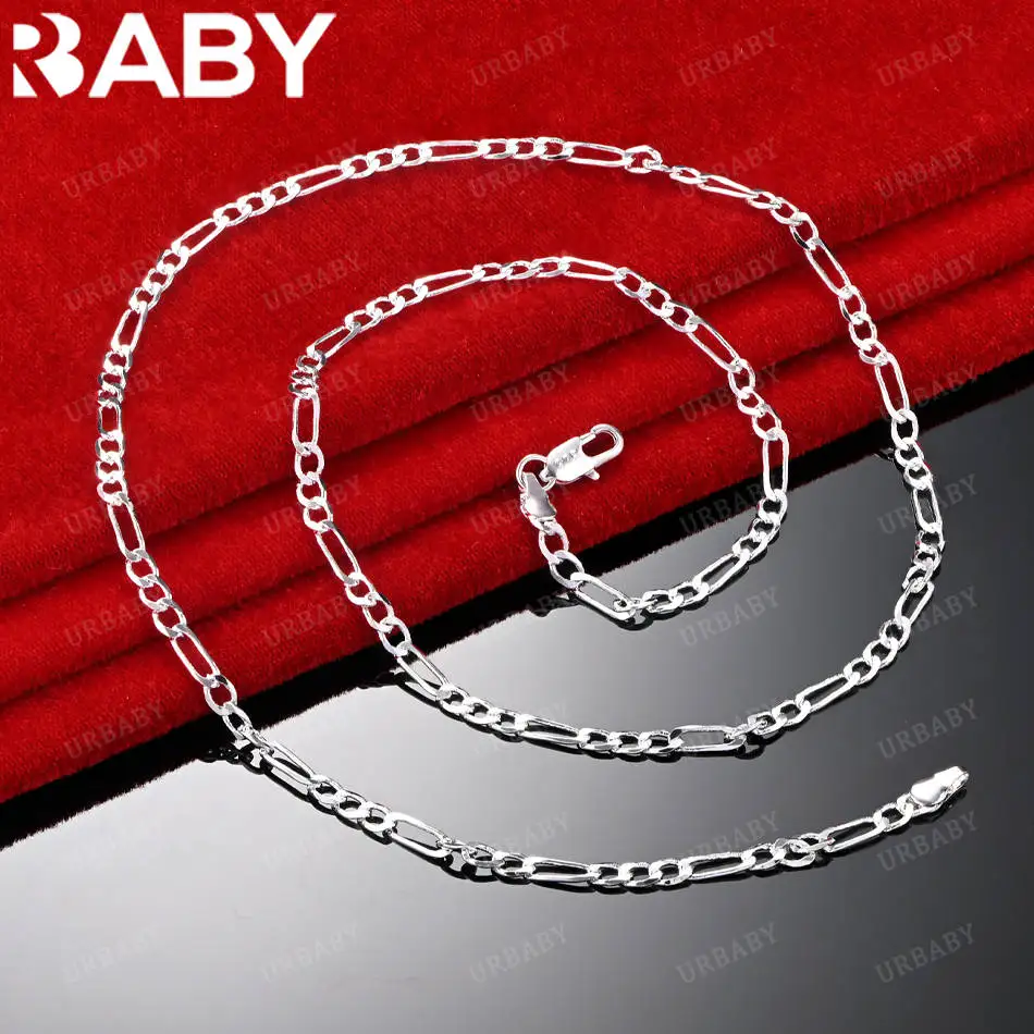 

URBABY 925 Sterling Silver 40-75cm 4mm Chain Necklace For Men Anniversary Gift Popular Wild Fashion Romantic Jewelry