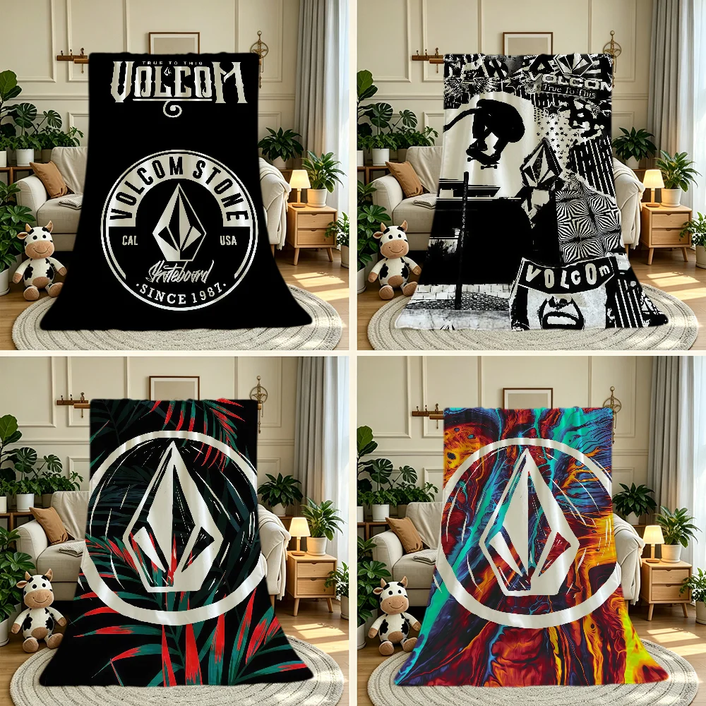 Cool V-Volcom-Es Fashion Logo Blanket Throw Super Cosy Plush Living Room Sofa Couch Childish Birthday Gifts