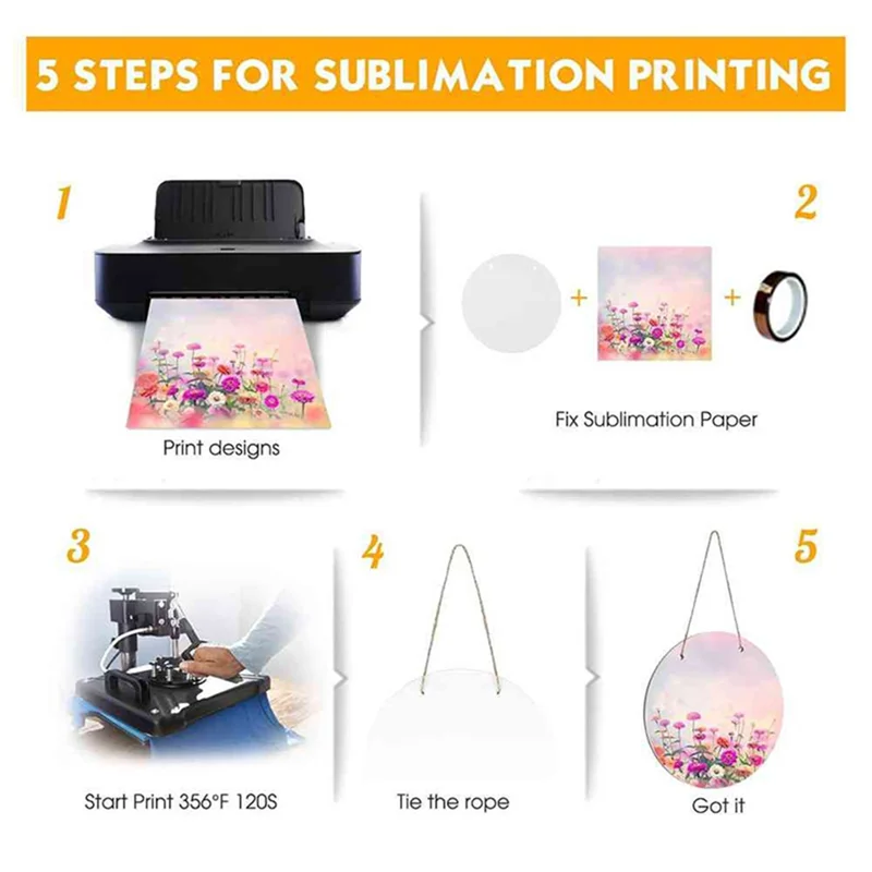 

5 Pcs 10In Round Sublimation Door Hanger Blanks White Hardboard MDF Blanks Wall Hanging For Heat Press Machine Printing
